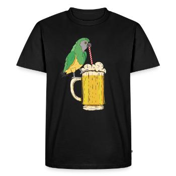 Parrot Beer Parrot Bird Lover Funny - Men's Premium Organic T-Shirt - black - Front - Nico (187cm)