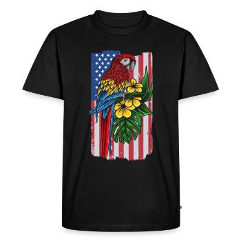 USA Flag Parrot Bird Lover Parrot Bird - Men's Premium Organic T-Shirt - black - Front - Nico (187cm)