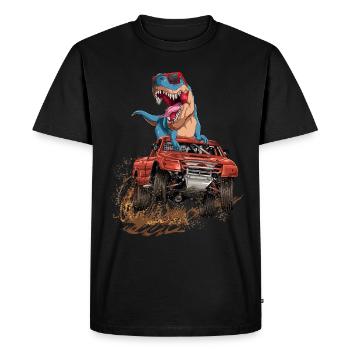 Trex Monster Truck Dirt Race Dinosaurs - Men's Premium Organic T-Shirt - black - Front - Nico (187cm)