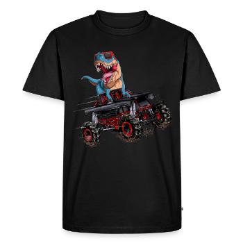 Trex Monster Truck Dirt Racing Dinosaurs - Men's Premium Organic T-Shirt - black - Front - Nico (187cm)