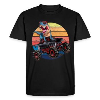 Trex Monster Truck Boys Dirt Race Dinosaur - Men's Premium Organic T-Shirt - black - Front - Nico (187cm)