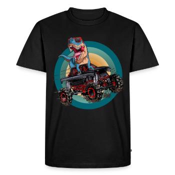 Trex Monster Truck Boys Dirt Race Dinosaur - Men's Premium Organic T-Shirt - black - Front - Nico (187cm)