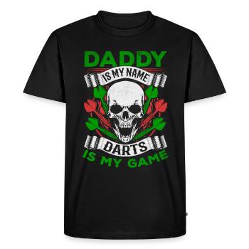 Daddy is my name Darts is my game I - Men's Premium Organic T-Shirt - black - Front - Nico (187cm)