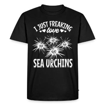 Funny Sea Urchin I Just Freaking Love Sea Urchin - Men's Premium Organic T-Shirt - black - Front - Nico (187cm)