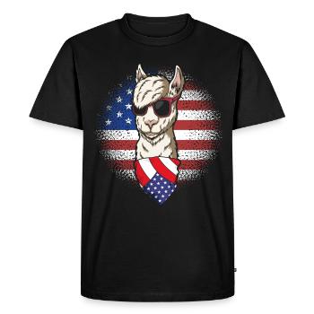 Llama USA Alpaga Drapeau américain 4 juillet - T-shirt Premium bio Homme - noir - Devant - Nico (187cm)