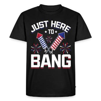 Feux d’artifice Humour Drapeau américain 4 juillet - T-shirt Premium bio Homme - noir - Devant - Nico (187cm)
