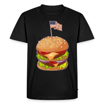 Burger Drapeau américain 4 juillet États-Unis - T-shirt Premium bio Homme - noir - Devant - Nico (187cm)