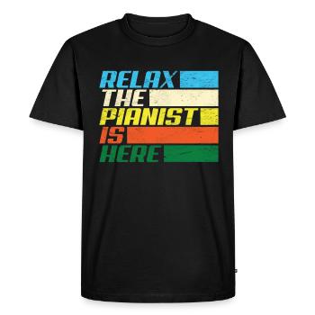 Drôle de pianiste Piano Piano Pianiste - T-shirt Premium bio Homme - noir - Devant - Nico (187cm)