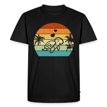 Turtle Sunset Sea Turtle Lover Cute - Men's Premium Organic T-Shirt - black - Front - Nico (187cm)
