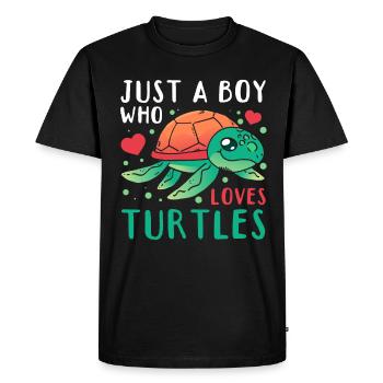 Amoureux des tortues de mer Sweet Turtle I - T-shirt Premium bio Homme - noir - Devant - Nico (187cm)