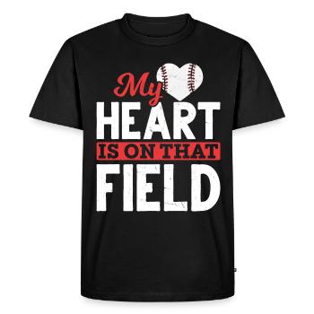 Kids Baseball Softball Mama Baseball Heart - Men's Premium Organic T-Shirt - black - Front - Nico (187cm)