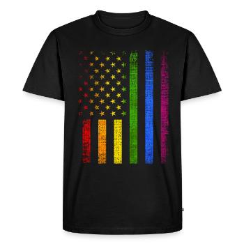 Colorful American Flag LGBTQ Pride - Men's Premium Organic T-Shirt - black - Front - Nico (187cm)