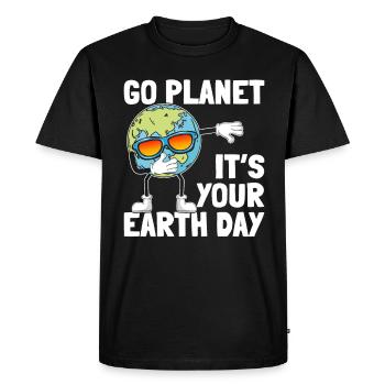 Earth Day Dabbing Planet Go Planet It's your day - Men's Premium Organic T-Shirt - black - Front - Nico (187cm)