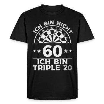 Ich bin nicht 60 Ich bin triple 20 - Dart Spieler - Männer Premium Bio T-Shirt - Schwarz - Vorne - Nico (187cm)