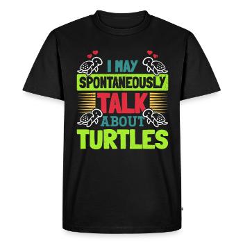 Je peux parler spontanément des tortues - T-shirt Premium bio Homme - noir - Devant - Nico (187cm)