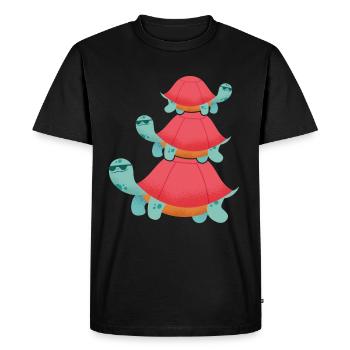 Cool turtles with sunglasses, stacked, - Men's Premium Organic T-Shirt - black - Front - Nico (187cm)