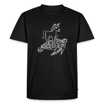 Funny Turtle Unicorn Cute Turtle - Men's Premium Organic T-Shirt - black - Front - Nico (187cm)