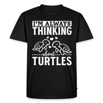 Turtles Cute Sea Turtle I Think - Men's Premium Organic T-Shirt - black - Front - Nico (187cm)