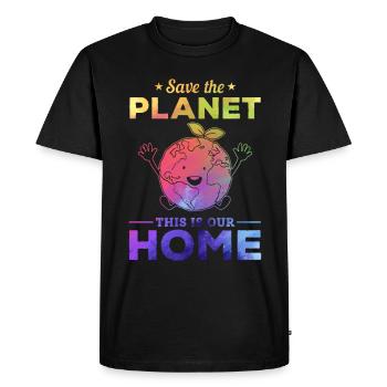 Drôle de jour de la Terre - Sauvez la planète ceci - T-shirt Premium bio Homme - noir - Devant - Nico (187cm)