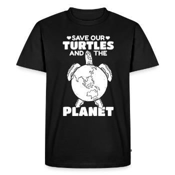 Jour de la Terre : Sauvez nos tortues et le - T-shirt Premium bio Homme - noir - Devant - Nico (187cm)