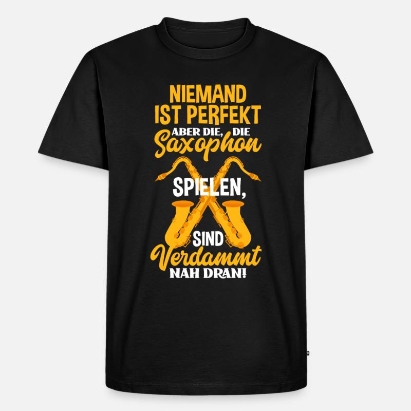 Lustiges Saxophon Geschenk - Männer Premium Bio T-Shirt - Schwarz