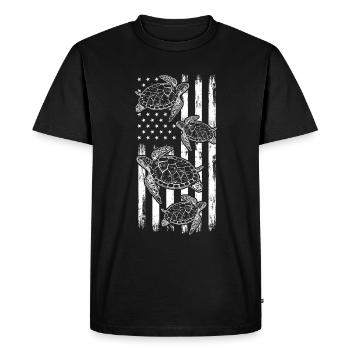 Tortues tortues drapeau américain - T-shirt Premium bio Homme - noir - Devant - Nico (187cm)
