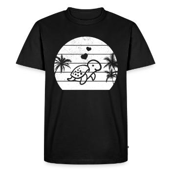 Cute turtle at sunset, turtle, - Men's Premium Organic T-Shirt - black - Front - Nico (187cm)