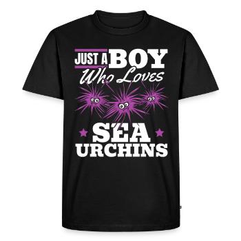 Juste un garçon qui aime les oursins - T-shirt Premium bio Homme - noir - Devant - Nico (187cm)