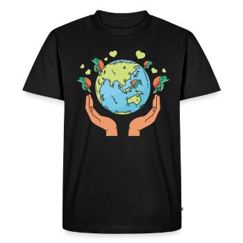 Terre Turtle Hearts Environnement Journée de la Terre - T-shirt Premium bio Homme - noir - Devant - Nico (187cm)