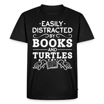 Turtle reading books are easy to read from - Men's Premium Organic T-Shirt - black - Front - Nico (187cm)