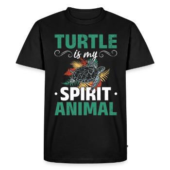 La tortue est mon animal d’ — Tortue douce - T-shirt Premium bio Homme - noir - Devant - Nico (187cm)