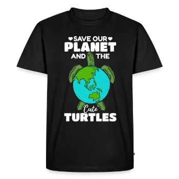 Journée des tortues de mer : Sauvez notre planète - T-shirt Premium bio Homme - noir - Devant - Nico (187cm)