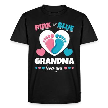 Grand-mère rose ou bleue t’aime - T-shirt Premium bio Homme - noir - Devant - Nico (187cm)