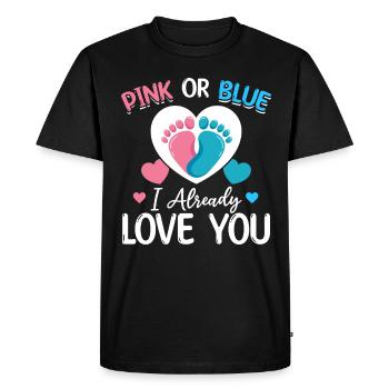 Pink or Blue I love you already newborn - Men's Premium Organic T-Shirt - black - Front - Nico (187cm)