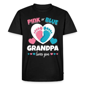 Grand-père rose ou bleu vous aime grossesse - T-shirt Premium bio Homme - noir - Devant - Nico (187cm)