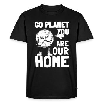 Dabbing Planet Go Planet You are our home - Men's Premium Organic T-Shirt - black - Front - Nico (187cm)