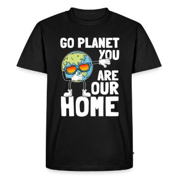 Planet Dabbing Go Planet You are our home - Men's Premium Organic T-Shirt - black - Front - Nico (187cm)
