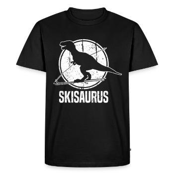 Lustiger Skisaurus Skifahren Dino Ski Dino - Männer Premium Bio T-Shirt - Schwarz - Vorne - Nico (187cm)