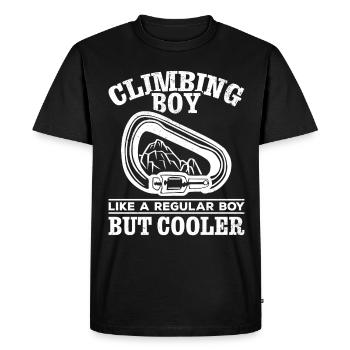 Mountaineering Young Climber Boy Climbing Bouldering - Men's Premium Organic T-Shirt - black - Front - Nico (187cm)