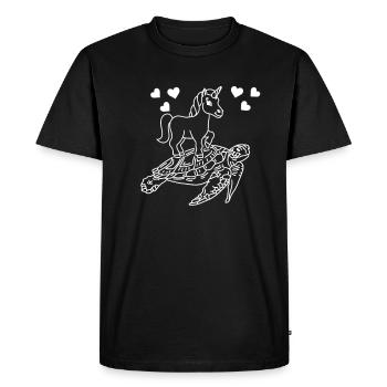 Tortue Licorne Heureuse Licorne Cuter - T-shirt Premium bio Homme - noir - Devant - Nico (187cm)