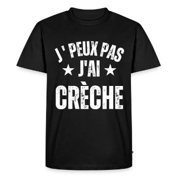 je peux pas j'ai crèche cadeau citation humour - T-shirt Premium bio Homme - noir - Devant - Nico (187cm)