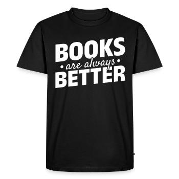Les livres sont toujours meilleurs lecture Bibliothèque Amateur de livres - T-shirt Premium bio Homme - noir - Devant - Nico (187cm)