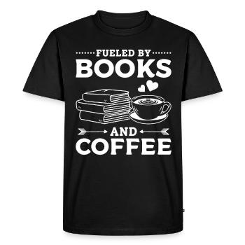 Alimenté par les livres et les livres de lecture de café amateur de livres - T-shirt Premium bio Homme - noir - Devant - Nico (187cm)