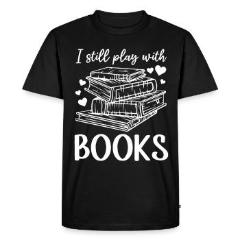 Book Lover Book Reading Bookworm - I Still Play - Men's Premium Organic T-Shirt - black - Front - Nico (187cm)