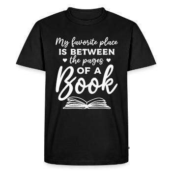 Mon endroit préféré est entre les pages d’un livre - T-shirt Premium bio Homme - noir - Devant - Nico (187cm)