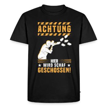 Photography Attention Sheep is shot here - - Men's Premium Organic T-Shirt - black - Front - Nico (187cm)