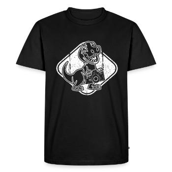 Dino Photography Dinosaure Drôle Photographe - T-shirt Premium bio Homme - noir - Devant - Nico (187cm)