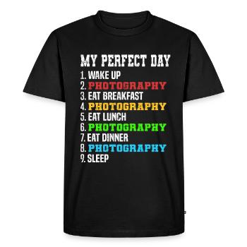 Horaire quotidien pour les photographes Mon parfait - T-shirt Premium bio Homme - noir - Devant - Nico (187cm)