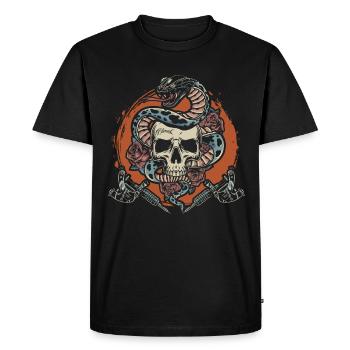 Skull Snake Tattoo Lover Tattoo - T-shirt Premium bio Homme - noir - Devant - Nico (187cm)