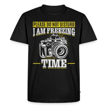 S’il vous plaît ne pas déranger Je congèle le temps Funnier - T-shirt Premium bio Homme - noir - Devant - Nico (187cm)